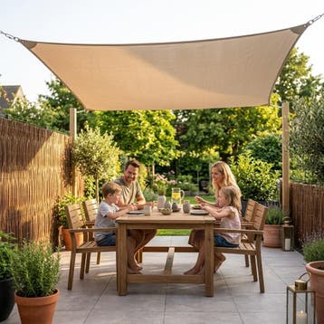 Schaduwdoek polyester beige 3x3m, Verzenden, Nieuw