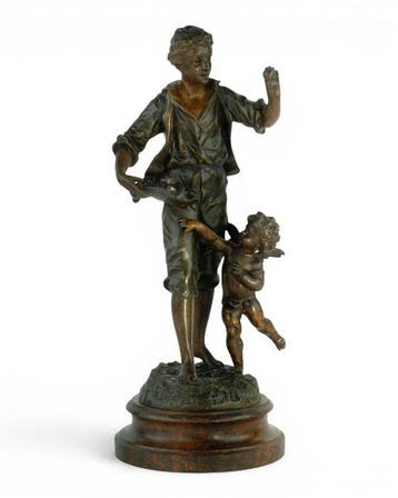 Ernest Rancoulet (1870-1915) - sculptuur, Young Boy with, Antiek en Kunst