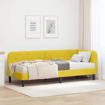 vidaXL Hoekbedframe Geel 80 x 200 cm Fluweel, Verzenden, Nieuw, Stof