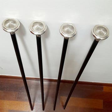 Wandelstok (4) - Brons, Hout, Antiek en Kunst