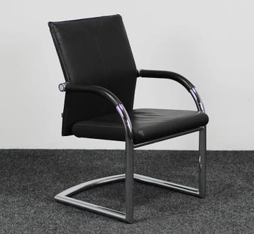 Klöber 984 Vergaderstoel - Zwart Leder, Ophalen of Verzenden, Gebruikt