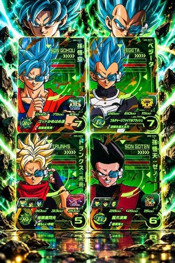Bandai - 4 Card - Dragon Ball, Dragon Ball Z - Son Goku, Nieuw