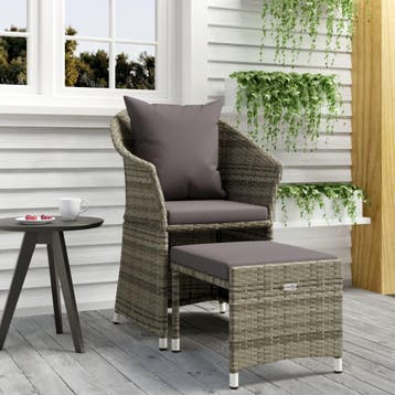 vidaXL 2-delige Loungeset met kussens poly rattan grijs, Verzenden, Nieuw, Loungeset
