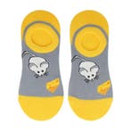 Sokken Enkelsokken Katoen – Muis Kaas Print – Grijs Geel Wit, Nieuw