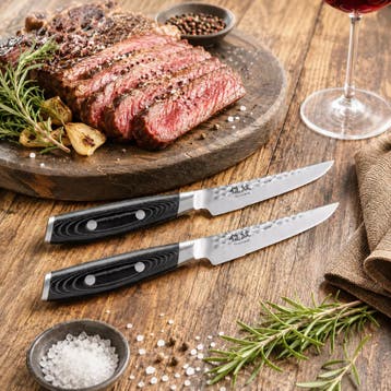 Yaxell Tsuchimon Steakmessenset – 2-delig – 3 Lagen Dama, Ophalen of Verzenden, Nieuw, Overige materialen, Bestekset