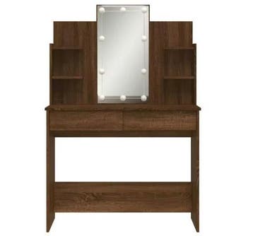 LED Make-up Kaptafel Bruin Eiken – 96x40x142 cm, Modern en S, Verzenden, Nieuw