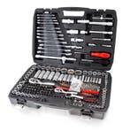 Doppen- en bitset - Incl. ratels / steeksleutels - 215-delig, Verzenden, Nieuw