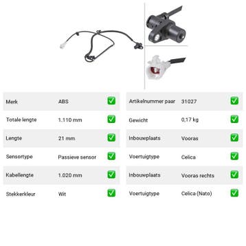 ABS-sensor Toyota Celica 1.8 16V VT-i (T23) Van 1999-08 tot, Verzenden, Nieuw, Toyota