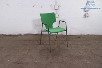 Casala vergaderstoel groen gestoffeerd stapelbaar chroom, Huis en Inrichting, Stoelen, Verzenden, Gebruikt, Overige materialen