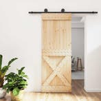 vidaXL Schuifdeur Naturel en Zwart 80 x 210 cm Massief, Verzenden, Nieuw