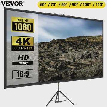 Draagbaar Projectiescherm met Statief - 16:9 4K HD - 60 t/m, Verzenden, Nieuw