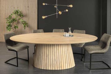 Ovale eettafel ART DECO 220 cm wit witgekalkt massief, Huis en Inrichting, Tafels | Eettafels, Ophalen of Verzenden, Nieuw