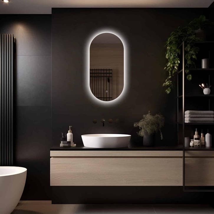 Loxa - Ovale Badkamerspiegel Fiona met Led 40x80cm, Huis en Inrichting, Woonaccessoires | Spiegels, Ovaal, Nieuw, Verzenden