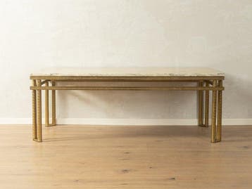 Tafel - Marmer, Messing - Eettafel uit de jaren zeventig,