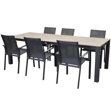 Malaga Sydney dining tuinset 240x92xH74 cm 7 delig polywood, Tuin en Terras, Ophalen of Verzenden, Nieuw