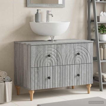 vidaXL Badkamer wastafelkast ALKMAAR Grijs Sonoma 82 x 41 x, Huis en Inrichting, Badkamer | Badkamermeubels, Verzenden, Nieuw