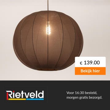 Rietveld-Hanglampen-Bruin-Stof, Verzenden, Nieuw