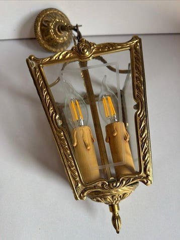 Lantaarn plafondlamp - Lustre Français 4 gezichten in brons
