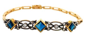 Armband - 18 karaat Geel goud Saffier - Diamant, Nieuw