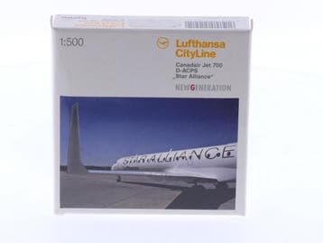 Schaal 1:500 Herpa 510912 Lufthansa CityLine Canadair Jet..., Ophalen of Verzenden, Zo goed als nieuw