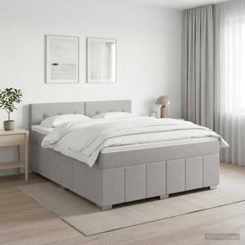vidaXL Boxspringbed met matras Lichtgrijs 180 x 200 cm Stof, Verzenden, Nieuw, Tweepersoons, Stof