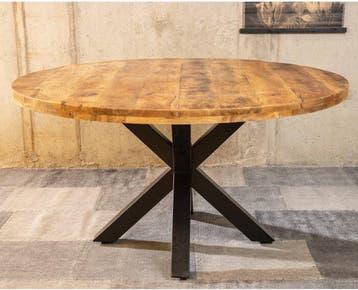 Ronde mango eettafel naturel Spider 120 cm (diameter), Ophalen of Verzenden, Nieuw