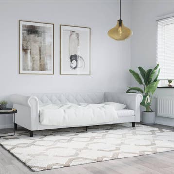 vidaXL Slaapbank 90x200 cm kunstleer wit, Huis en Inrichting, Overige materialen, 90 cm, Eenpersoons, Verzenden