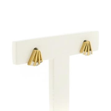 Gouden oorstekers met zirconia (Oorbellen), Gebruikt, Ophalen of Verzenden, Met edelsteen, Goud