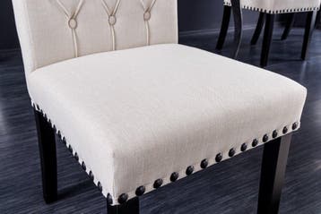 Design Stoel CASTLE beige zwart Getextureerde stof Houten, Ophalen of Verzenden, Nieuw