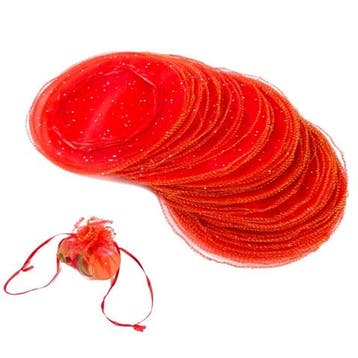 10 x Organza zakje rond Ø 24 cm – rood met zilveren stipp, Ophalen of Verzenden, Nieuw