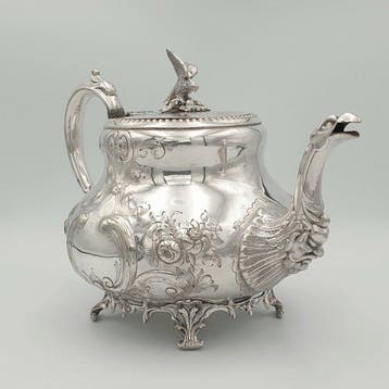 Theepot - Verzilverd - Antieke Rococo-herleving