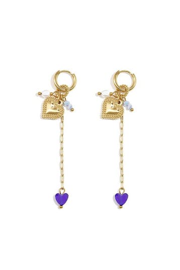 Goudlief Oorringetjes met lange ketting, hart en kraaltjes, Verzenden, Nieuw, Zilver, Overige materialen