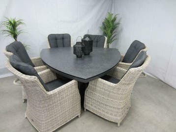 Te velde tuinset anna xl tuinstoel met mojito driehoekstafel, Nieuw, Wicker, Eettafel, 6 zitplaatsen