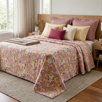 BA246 - Bloemenbedsprei - Klaar voor gebruik – Roze