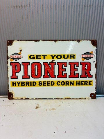 Pioneer Hybrid Seed Corn – Emaille Reclamebord – Landbouw -
