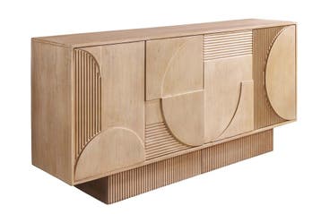 Dressoir ART DECO 170 cm 3D mangohout naturel wit - 46800, Ophalen of Verzenden, Nieuw