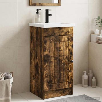 vidaXL Badkamermeubel met Wasbak Gerookt eiken 42 x 40 x, Verzenden, Nieuw