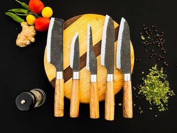 Keukenmes - Kitchen knife set - 575 - Staal, Hout,