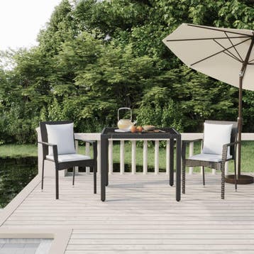 vidaXL 3-delige Tuinset met kussens poly rattan zwart, Verzenden, Nieuw, 2 zitplaatsen, Tuinset