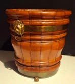 Jardinière - mahoniehout messing koper - Antieke houten