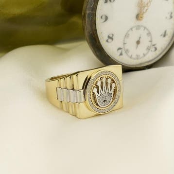 Bicolor gouden Rolex presidentbandring met zirconia; Heren, Gebruikt, 20 of groter, Heer, Ophalen of Verzenden