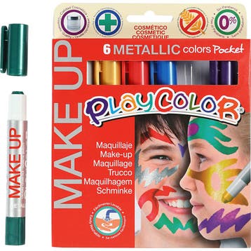 Playcolor Make up, metallic, diverse kleuren, 6x5 gr/ 1 doos, Hobby en Vrije tijd, Nieuw