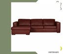 Leren hoekbank Flow - 2,5 zits arm rechts + longchair links, 250 tot 300 cm, Hoekbank, Nieuw, Ophalen of Verzenden