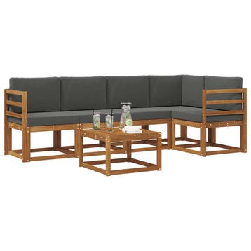 vidaXL Buiten bankenset met kussen 6 pcs Natuurlijk en, Verzenden, Nieuw