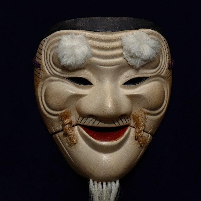 Japan Wooden Noh Mask of “Chichinojou”   - sculptuur, Antiek en Kunst, Antiek | Overige Antiek