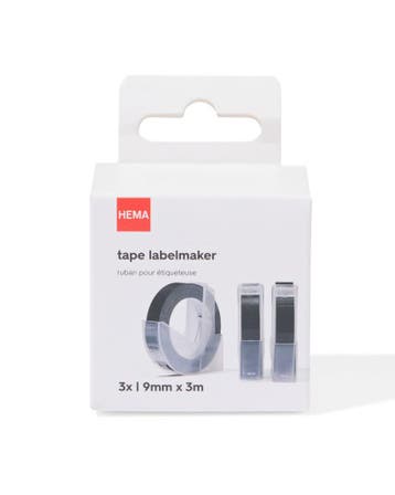 HEMA Navulset labelmaker tape 9mmx3m zwart - 3 stuks, Verzenden, Nieuw
