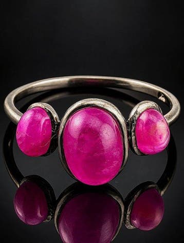 Roze robijn ring - 925 sterling zilver - Drie-stenen