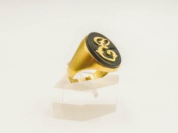 Ring - 18 karaat Geel goud - Onyx, Sieraden, Tassen en Uiterlijk, Nieuw