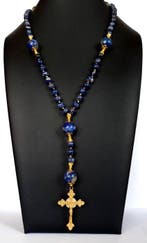Lapis lazuli & sodaliet – rozenkrans – drie-lobkruis –