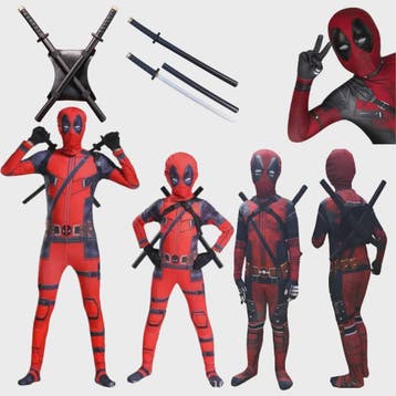 Deadpool Cosplay Kostuum Jumpsuit met Masker en Zwaarden voo, Hobby en Vrije tijd, Feestartikelen, Verzenden, Nieuw